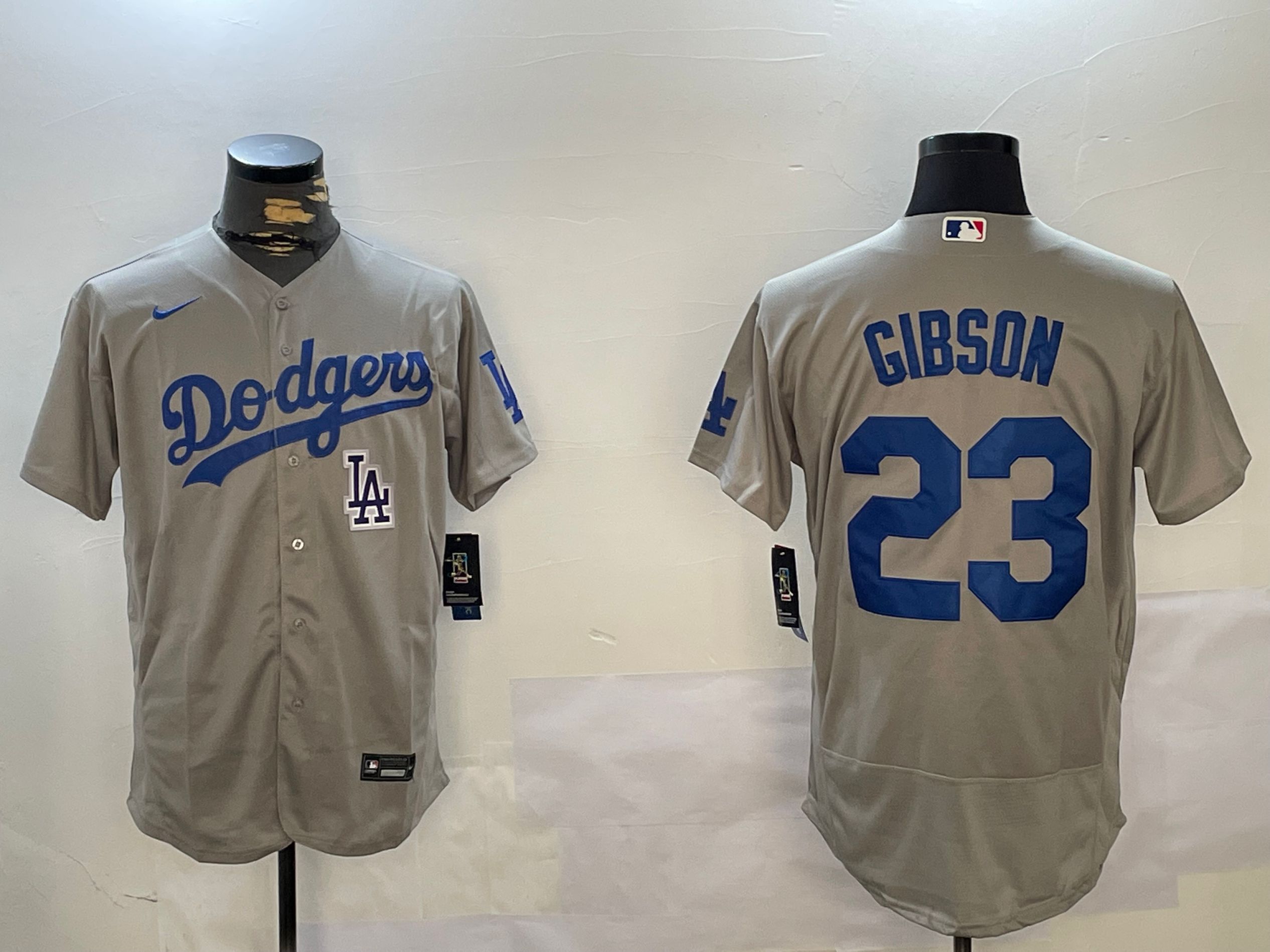 Men Los Angeles Dodgers #23 Gibson Grey Elite 2024 Nike MLB Jersey style 12165